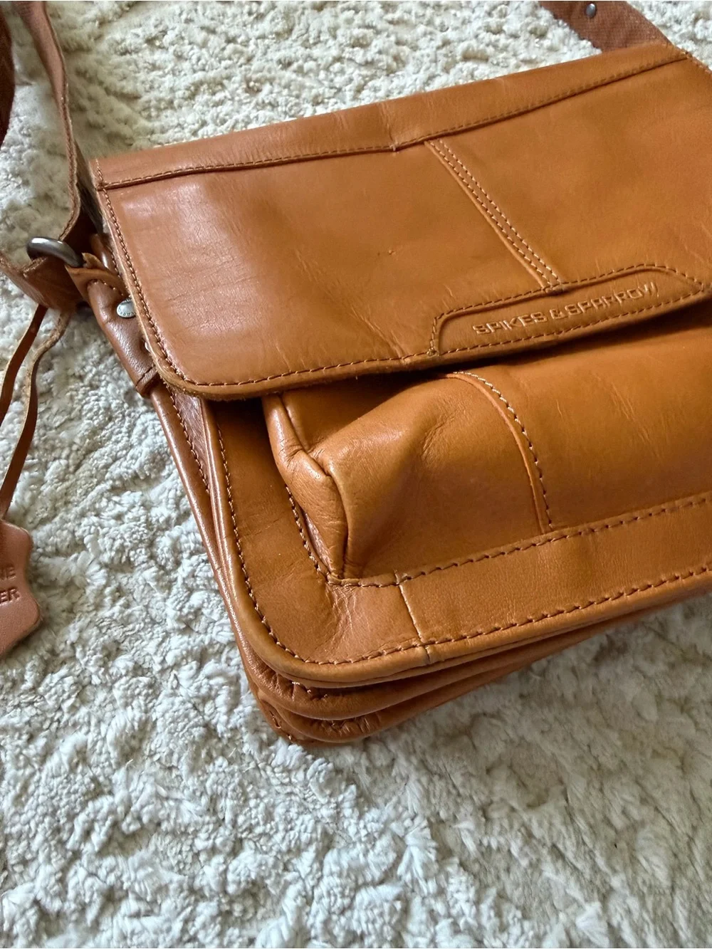 Spikes & Sparrow brown leather messenger bag